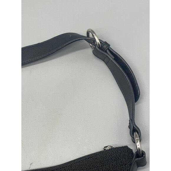 Rosetti purse handbag black crochet 2 front one back pocket strap zipper READ - Picture 2 of 7